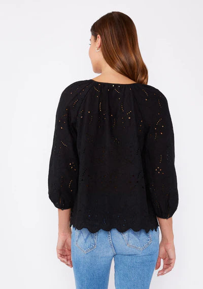 SWEET PEA EYELET BLOUSE - BLACK