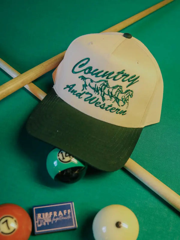 COUNTRY AND WESTERN TRUCKER HAT - EVERGREEN