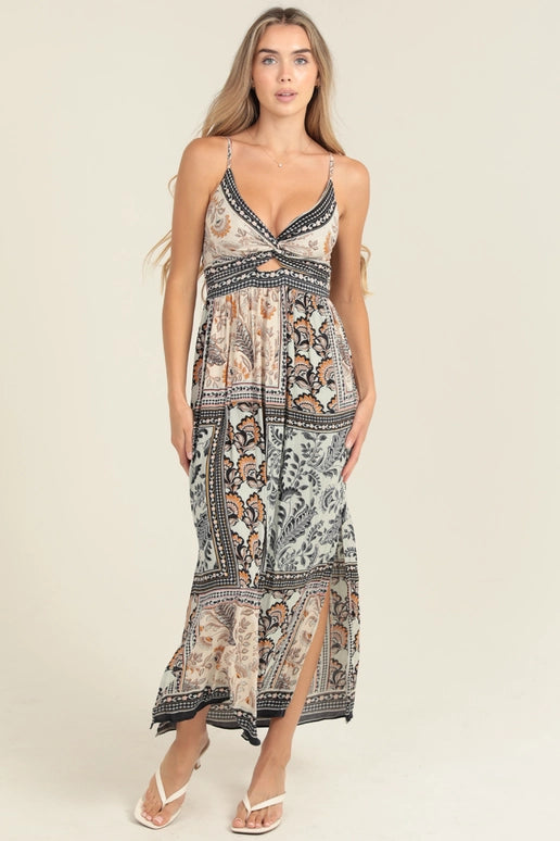 TWIST FRONT CUTOUT MAXI DRESS - MINT