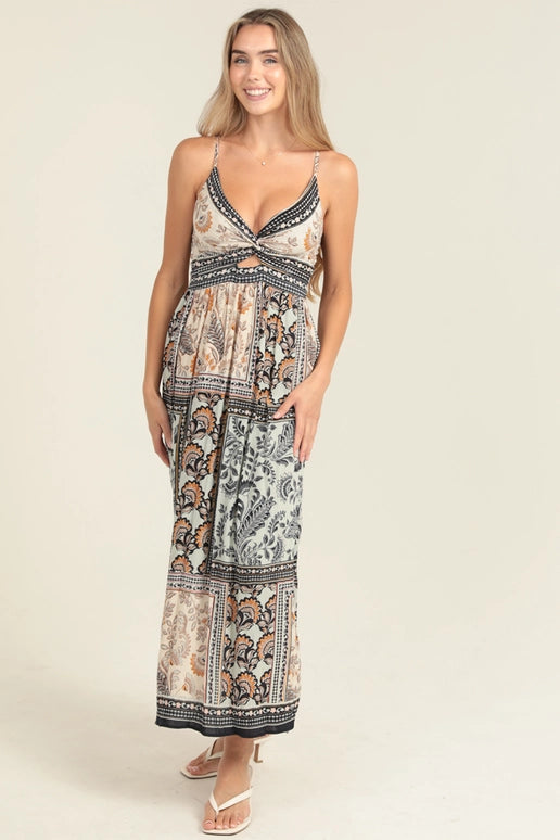 TWIST FRONT CUTOUT MAXI DRESS - MINT