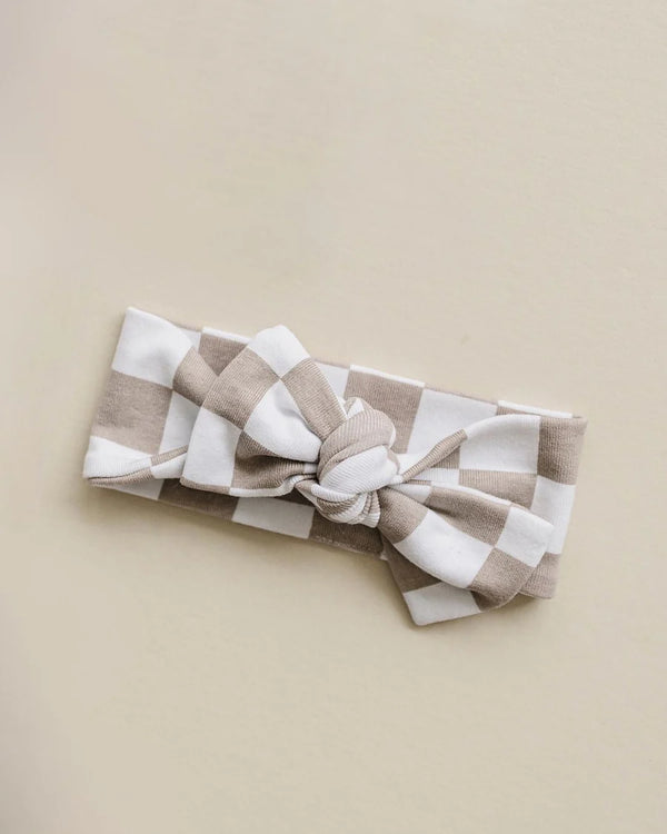 CHECKERED HEADBAND - LATTE