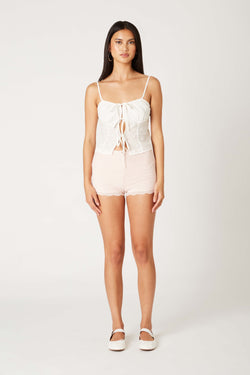 STRIPED LACE TRIM MINI SHORTIES - BLUSH