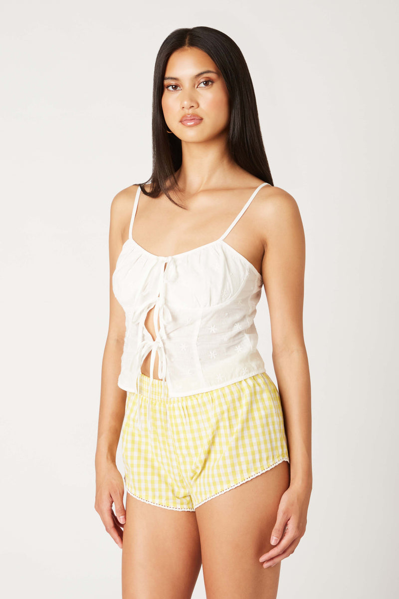 TIE FRONT CAMI - WHITE