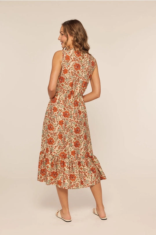 CAROLINA MIDI DRESS - RUST FLORAL