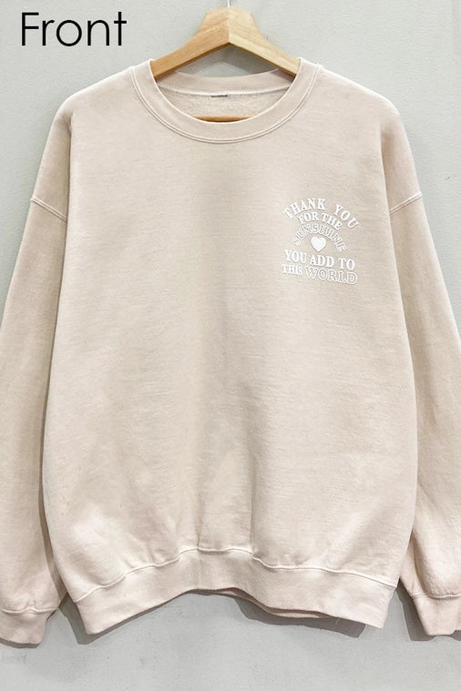 THANK YOU FOR THE SUNSHINE SWEATSHIRT - OATMEAL