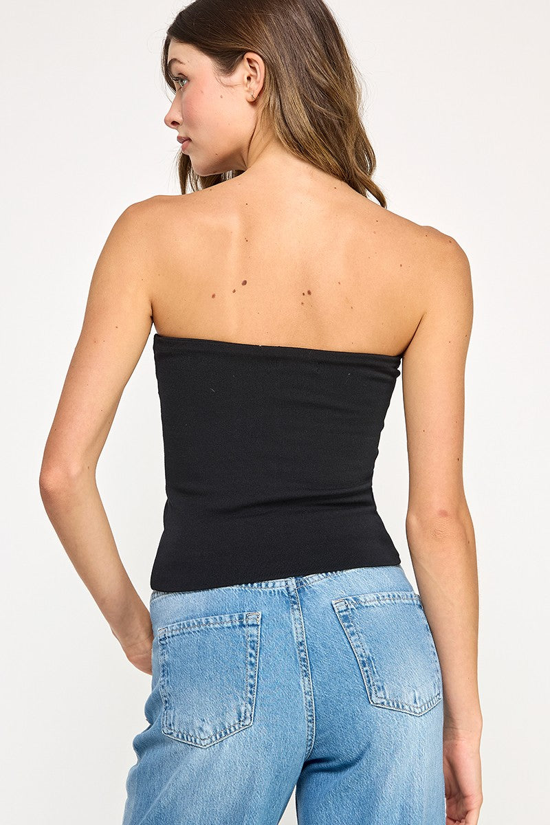 DOUBLE LAYER SMOOTH TUBE TOP - BLACK