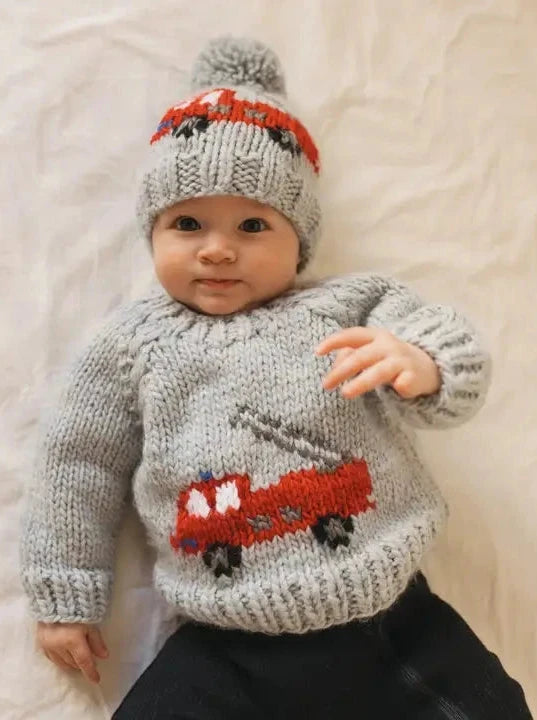 FIRE ENGINE CREW NECK SWEATER - GREY