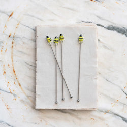 GLASS BEE COCKTAIL STIRRERS - SET OF 4