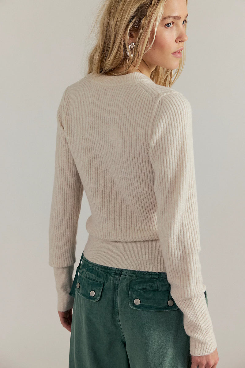 FREE PEOPLE EVER AFTER PULLOVER - ALMOND MILK HEATHER