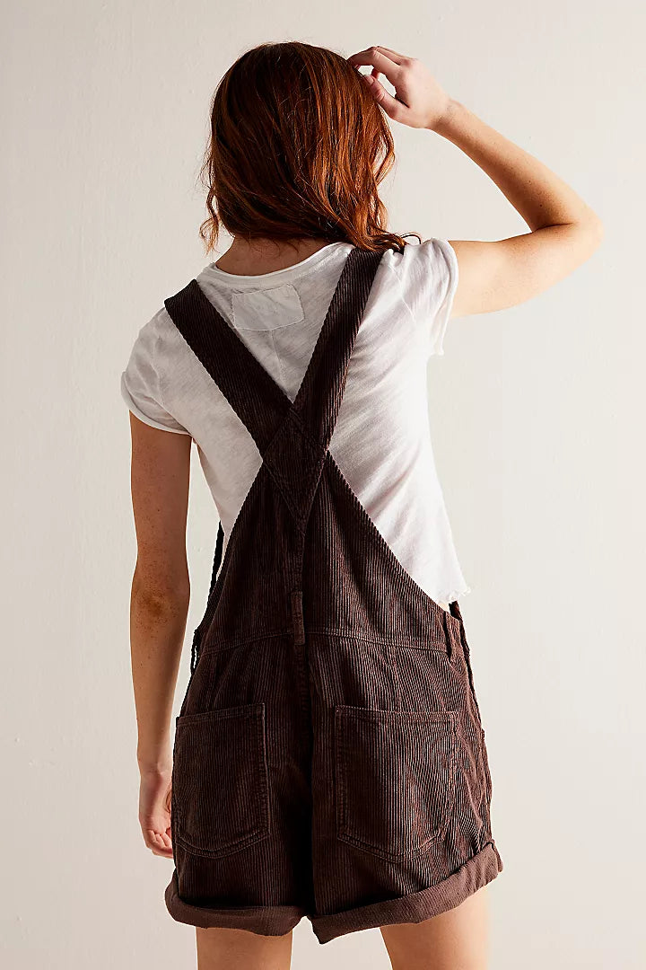 FREE PEOPLE ZIGGY CORD SHORTALLS - BARNWOOD