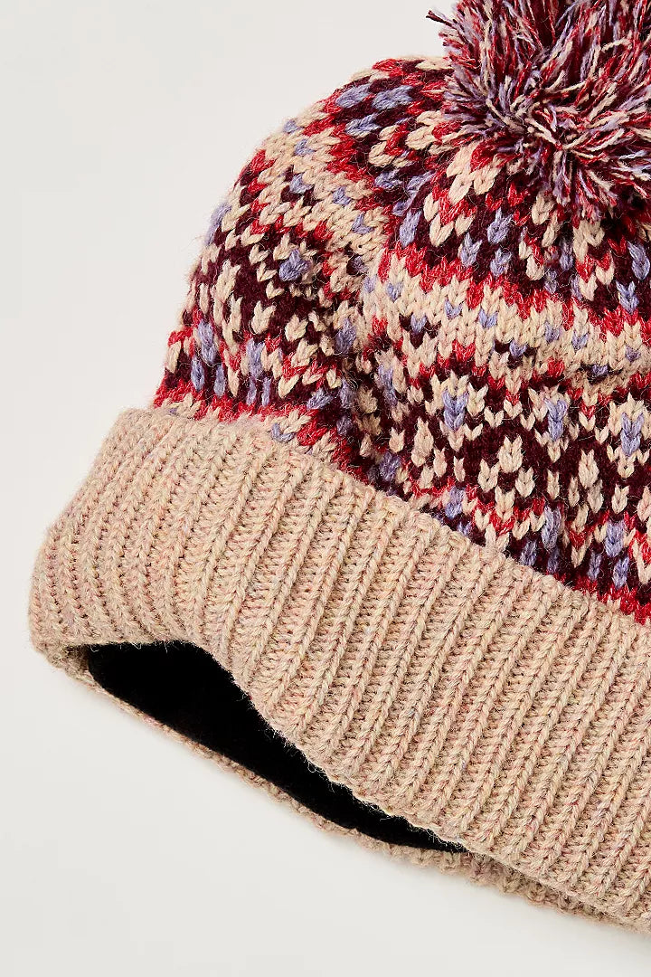 FREE PEOPLE FIRST FRONT FAIRISLE BEANIE - IVORY