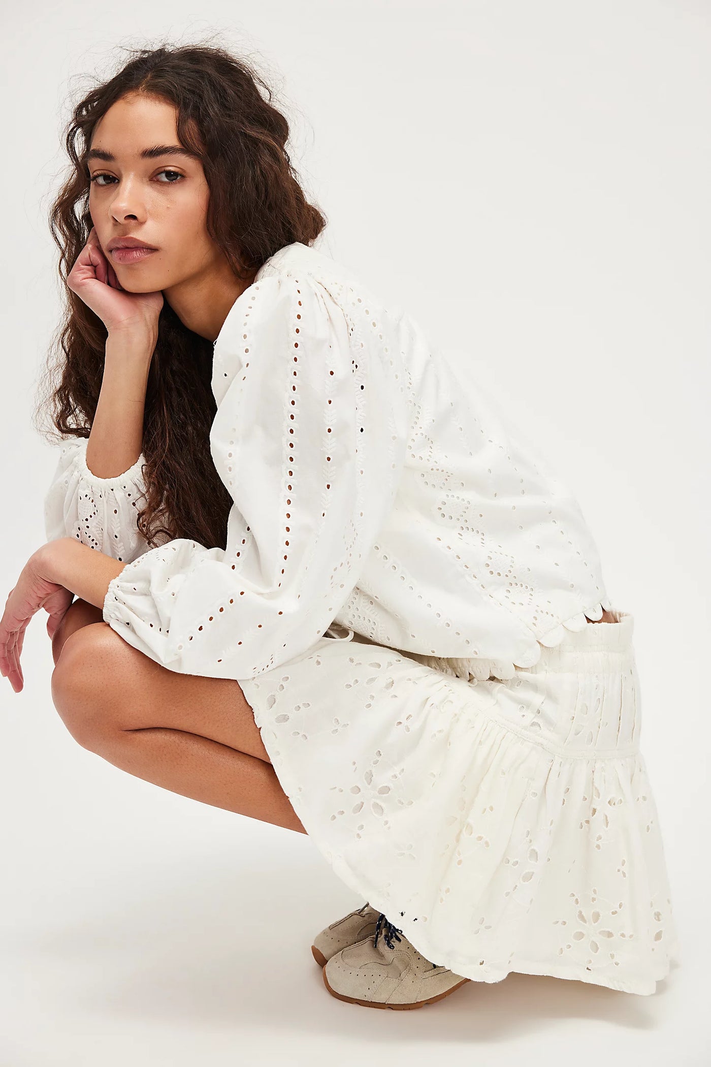 [RIBBONBIT] / ☆ Lris Eyelet Skirt / Ivory Free People Roselle Eyelet Mini Skirt in Ivory | REVOLVE