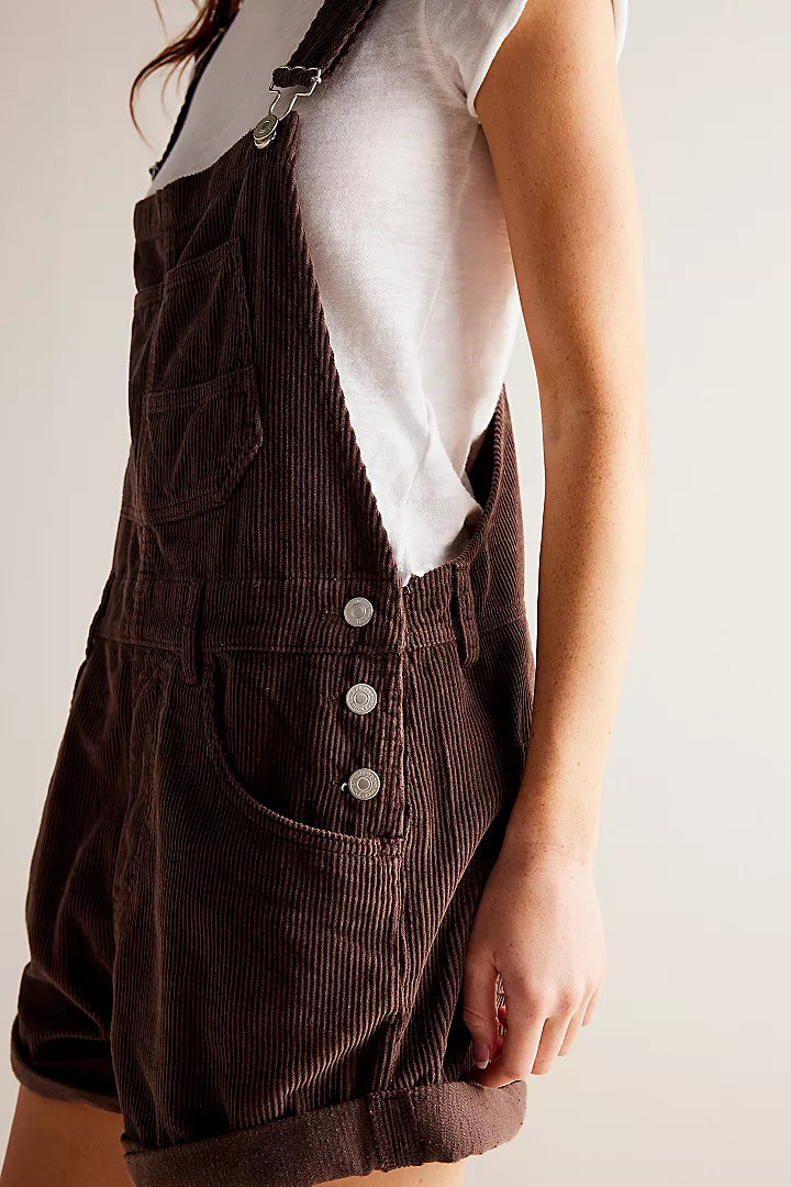 FREE PEOPLE ZIGGY CORD SHORTALLS - BARNWOOD