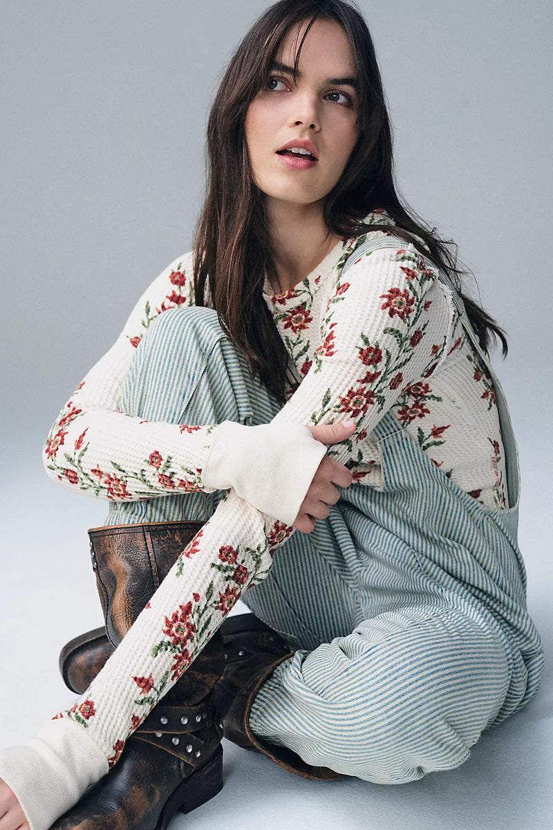 FREE PEOPLE PRETTY LITTLE THERMAL - SAND COMBO FOLK VINE