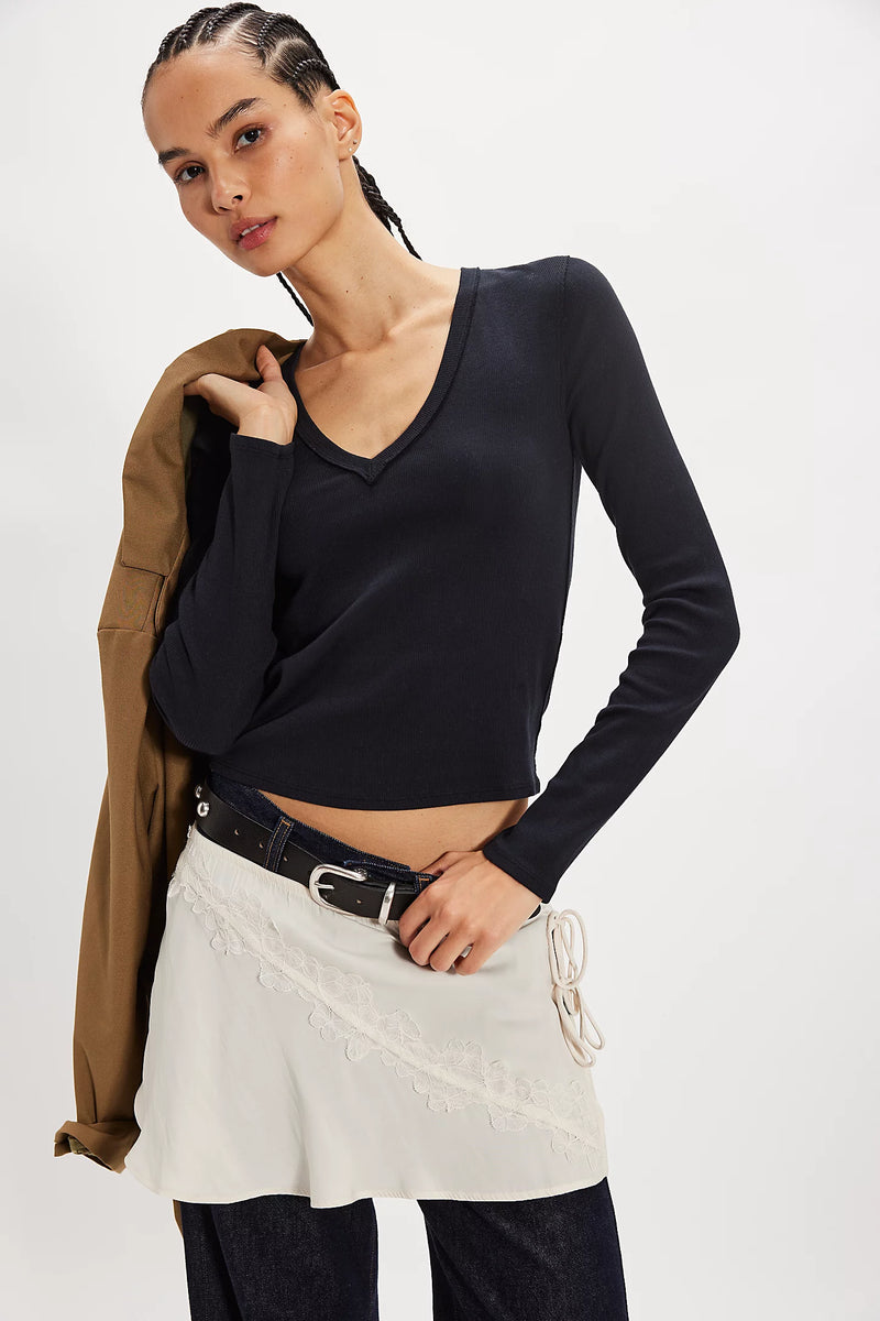 FREE PEOPLE NERIA LONG SLEEVE - BLACK