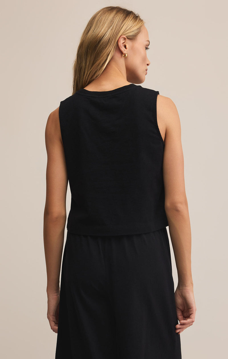 Z SUPPLY SLOANE JERSEY MUSCLE TANK - TRUE BLACK