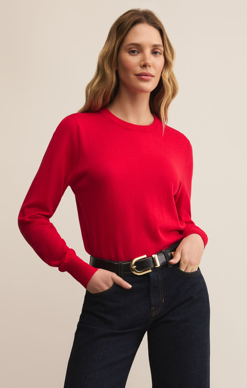 Z SUPPLY PERFECT LAYER SWEATER - FESTIVE RED