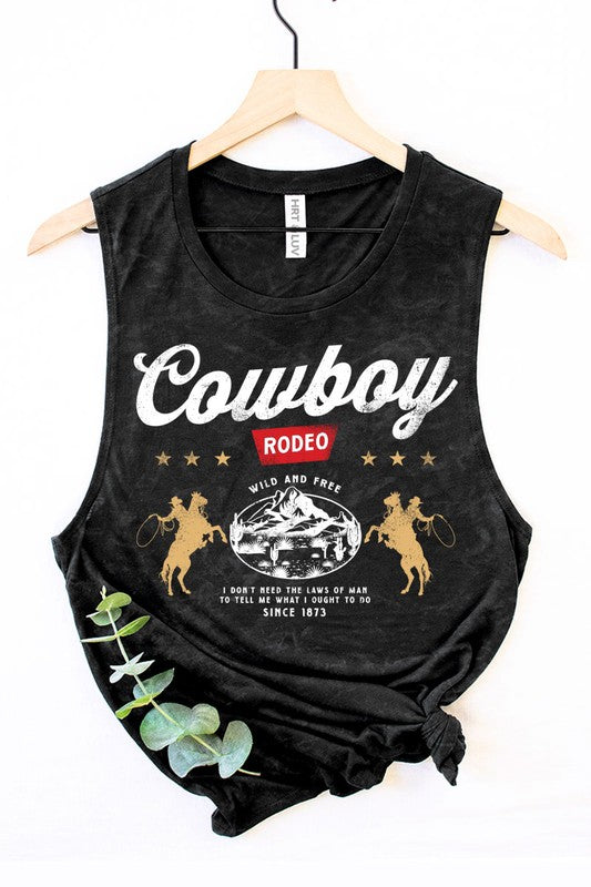COWBOY RODEO GRAPHIC TANK TOP - MINERAL BLACK