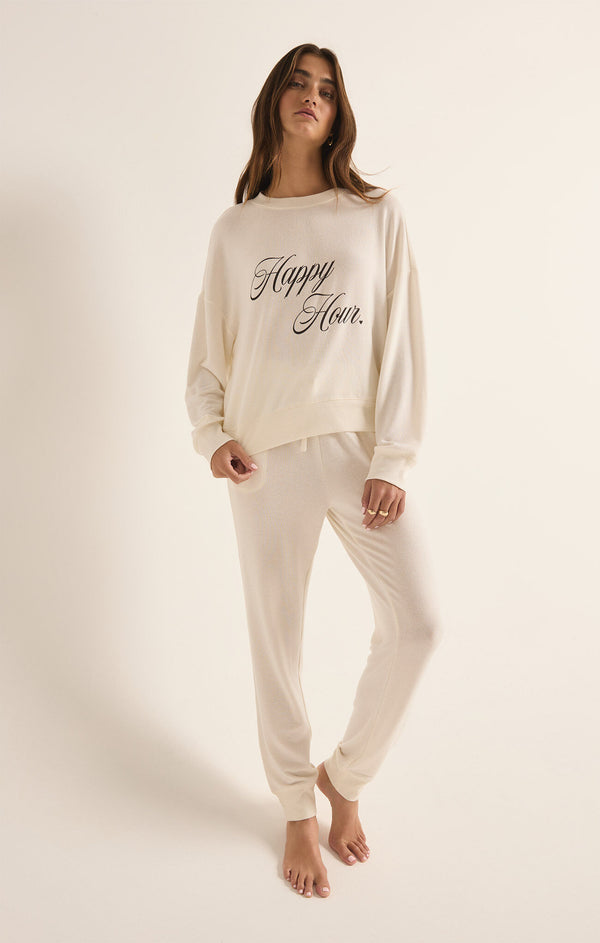 Z SUPPLY HAPPY HOUR SWEATSHIRT - VANILLA ICE