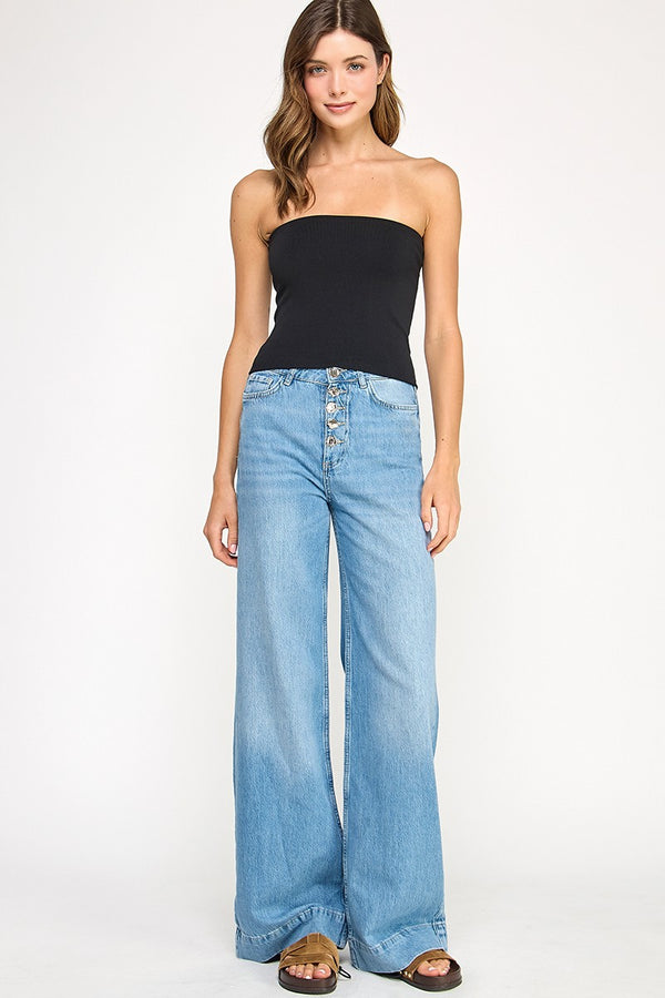 DOUBLE LAYER SMOOTH TUBE TOP - BLACK