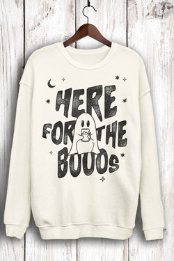"HERE FOR THE BOOOS" SWEATSHIRT - WHITE