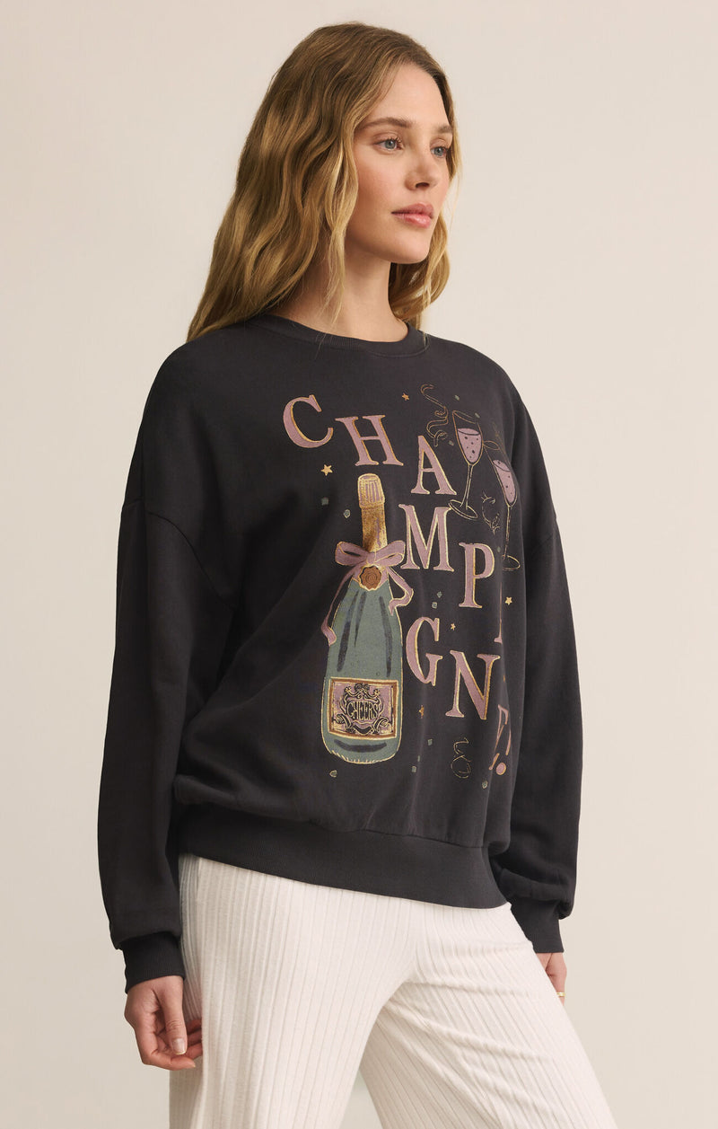 Z SUPPLY CELEBRATE SUNDAY SWEATSHIRT - BLACK SAND