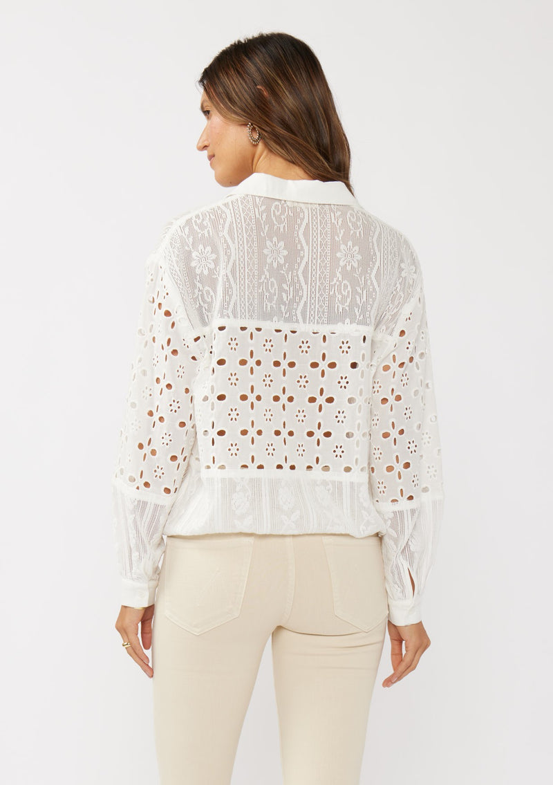 PATCHWORK LACE SHIRT - OFF WHITE
