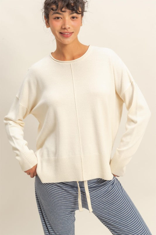 DROP SHOULDER SWEATER - CREAM