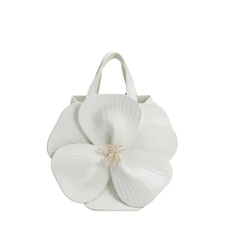 MONROE FLOWER VEGAN TOP HANDLE GAB - IVORY