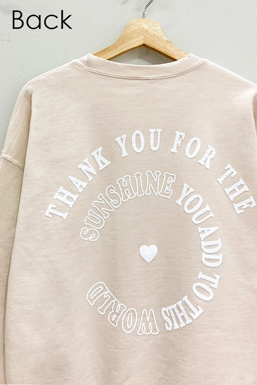 THANK YOU FOR THE SUNSHINE SWEATSHIRT - OATMEAL