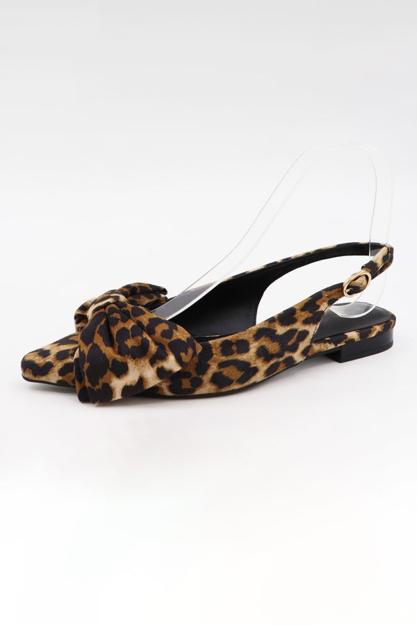 BIG BOW SLINGBACK FLATS - LEOPARD