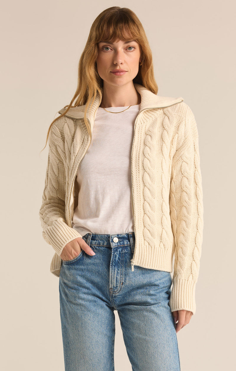 Z SUPPLY HEMINGWAY CABLE CARDIGAN - SEA SALT