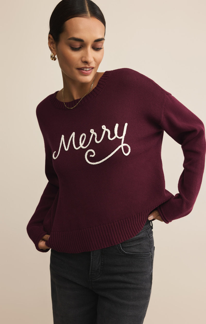 Z SUPPLY SIENNA MERRY SWEATER - MERLOT