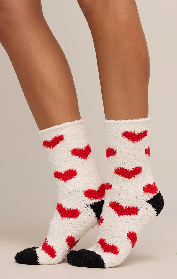 Z SUPPLY PLUSH HEART SOCKS - VANILLA ICE