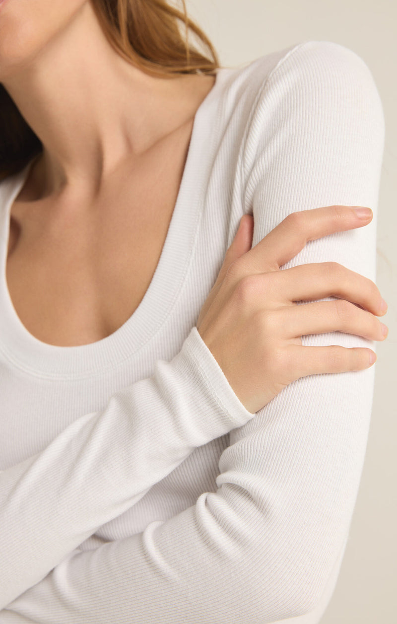 Z SUPPLY SIRENA RIB LONG SLEEVE TEE - WHITE