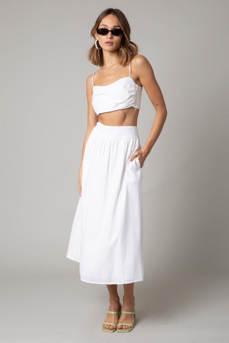 RUCHED CROP TOP - WHITE