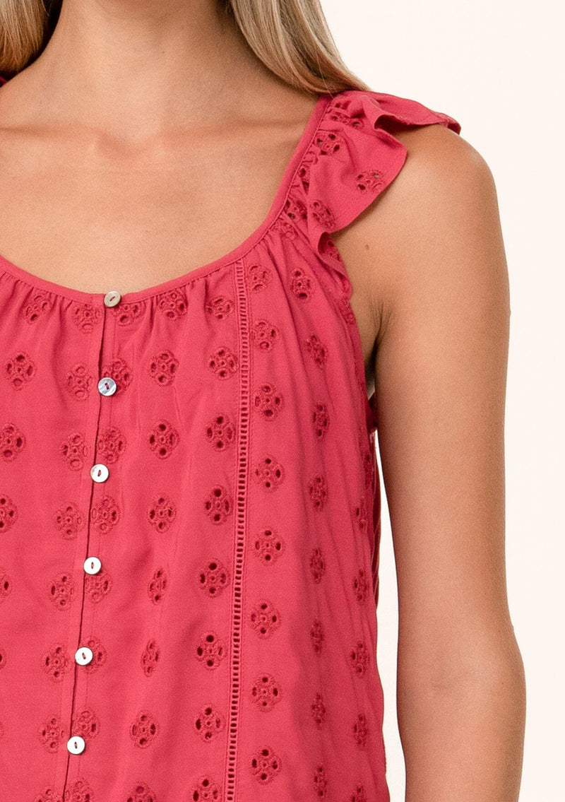 BIJOU BUTTON FRONT TOP - FUCSHIA