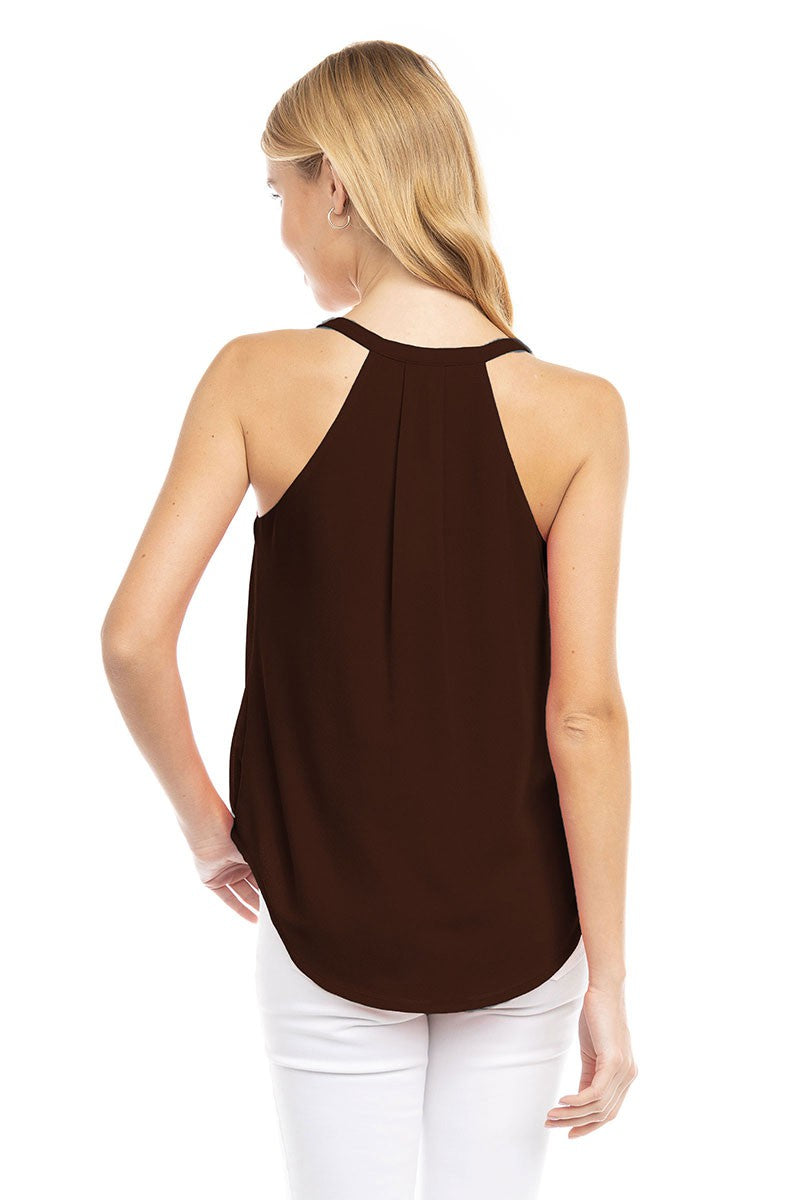 SURPLICE TANK TOP - CHOCOLATE