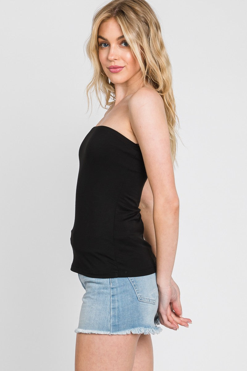 FITTED JERSEY TUBE TOP - BLACK