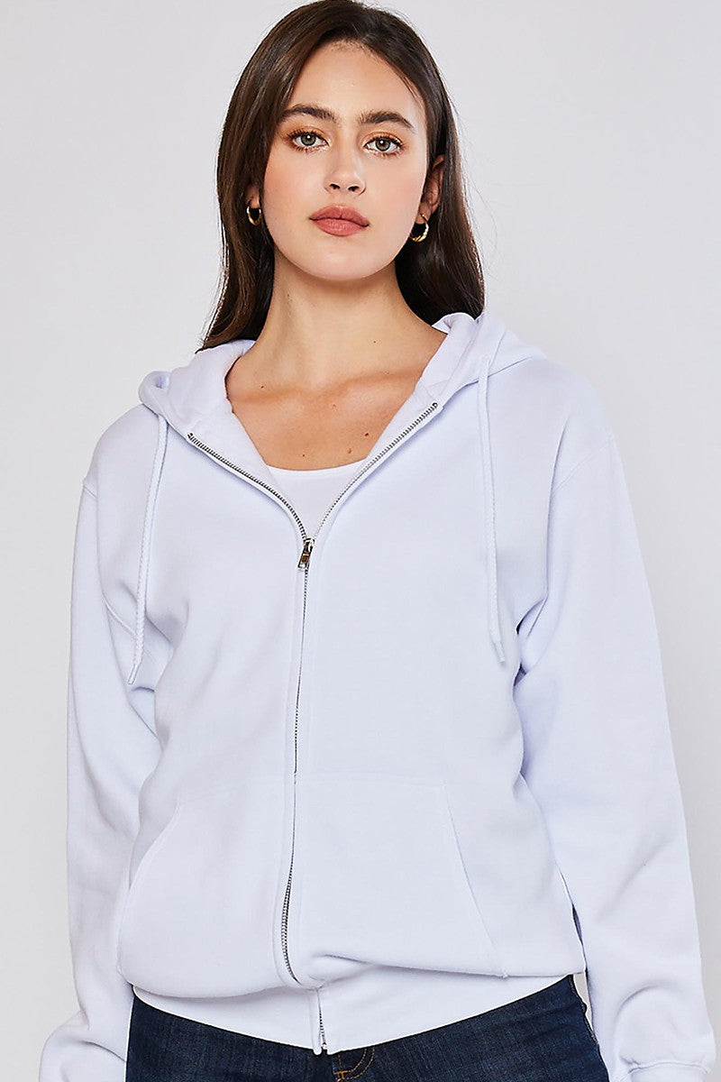 RELAX FIT ZIP-UP HOODIE - WHITE