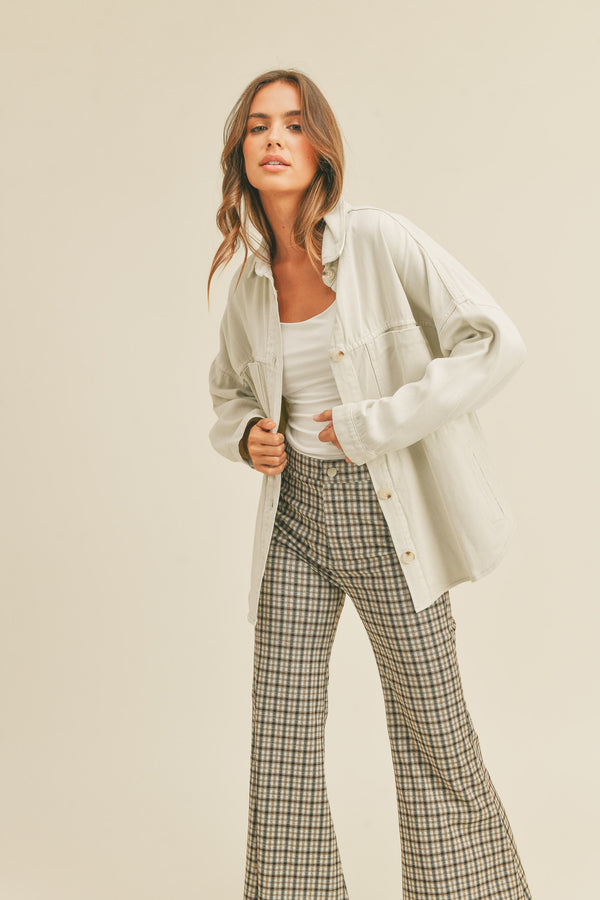 PLAID FLARE PANTS - NAVY COMBO