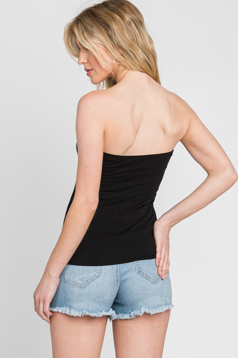 FITTED JERSEY TUBE TOP - BLACK