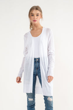 LIGHTWEIGHT OPEN FRONT CARDIGAN - WHITE
