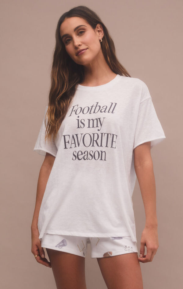 Z SUPPLY BOYFRIEND FOOTBALL TEE - WHITE