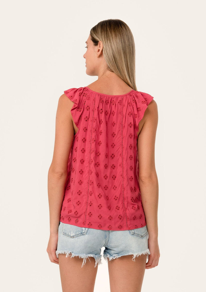 BIJOU BUTTON FRONT TOP - FUCSHIA