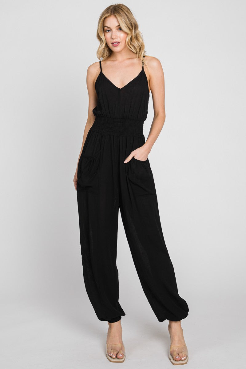PATCH POCKET JUMPSUIT - BLACK