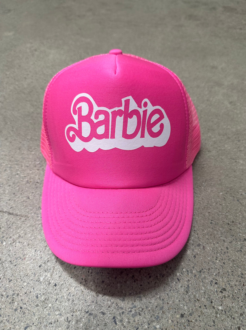 RETRO BARBIE LOGO TRUCKER HAT - HOT PINK – CAllie Girl Boutique