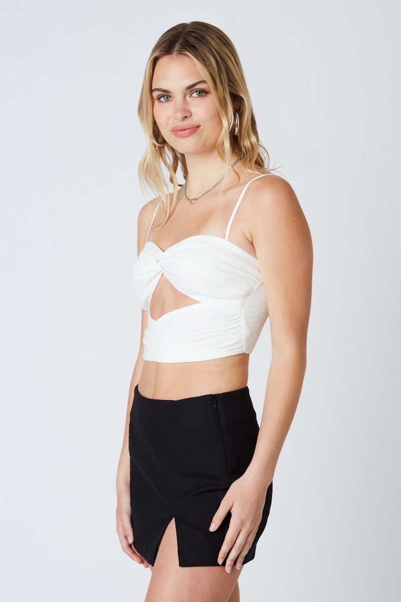 CUT-OUT CROP TOP - WHITE