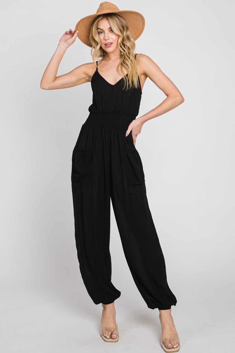 PATCH POCKET JUMPSUIT - BLACK