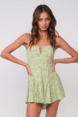 FLORAL PRINT ROMPER - STAY GREEN